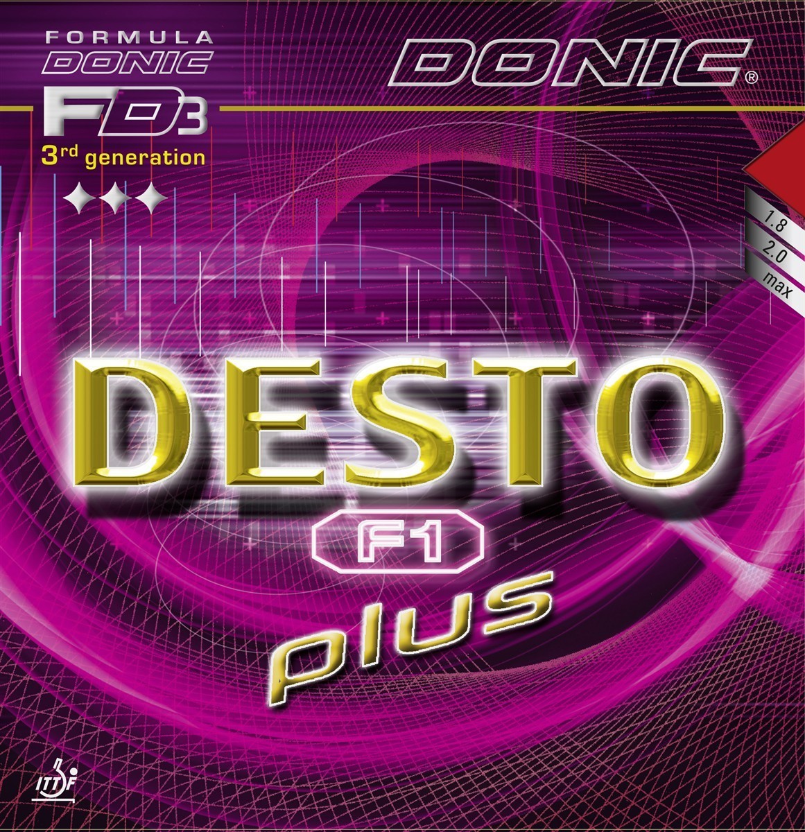 Donic Desto F1 Plus (rouge / max) Revêtement de tennis de table