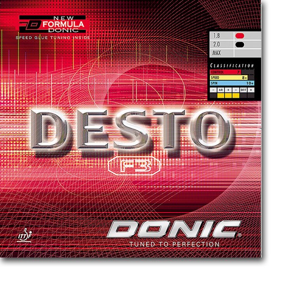 Donic Desto F3-noir / 2,0 Revêtement de tennis de table
