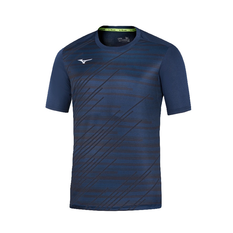 Tee Mizuno Chiba Navy M Maillot d'entraînement,Maillot de badminton,Maillot de ping-pong