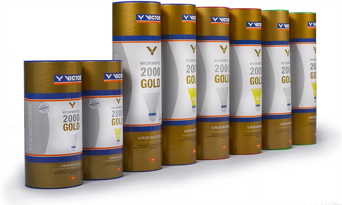 Victor Nylon Shuttle 2000 boîte de 6 pièces jaune/lente Volants de plumes